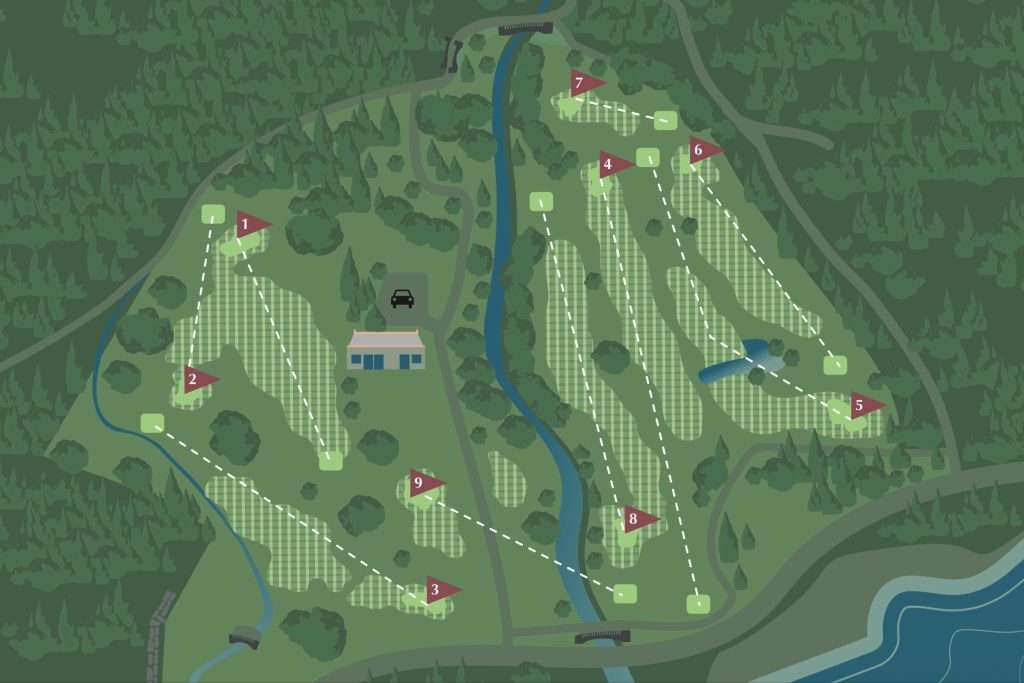 Map of the Golf Course at Woodlands Glencoe, near Ballachulish, Fort William and Oban.