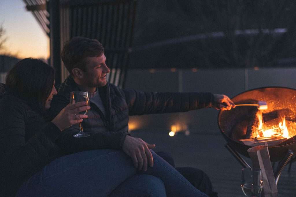 Firepit romance at SeaBeds Luxury Lookouts with Hot tubs, Glencoe, Scotland