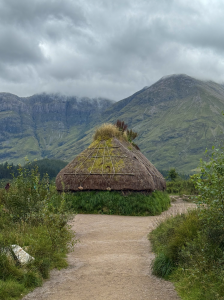 The turf house at Glencoe Visitor Centre.