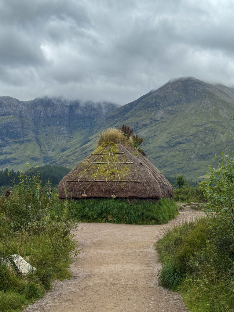 The turf house at Glencoe Visitor Centre.