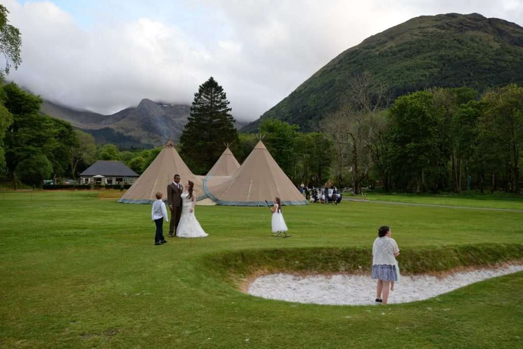 A marquee on the Woodlands Estate in Glencoe is erected for a wedding.