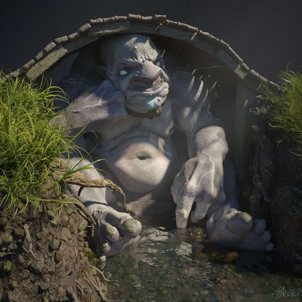 A troll waits under the bridge on the Woodlands estate in Glencoe.