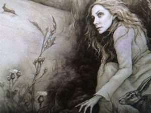 A painting of a witch in Scotland.