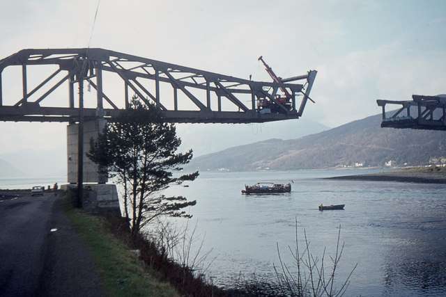 The Ballachulish Bridge during construction in the 1970s.